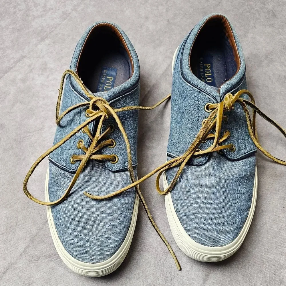 Men's POLO Ralph Lauren Canvas Oxford Shoes Size 8.5 FAXON LOW‎